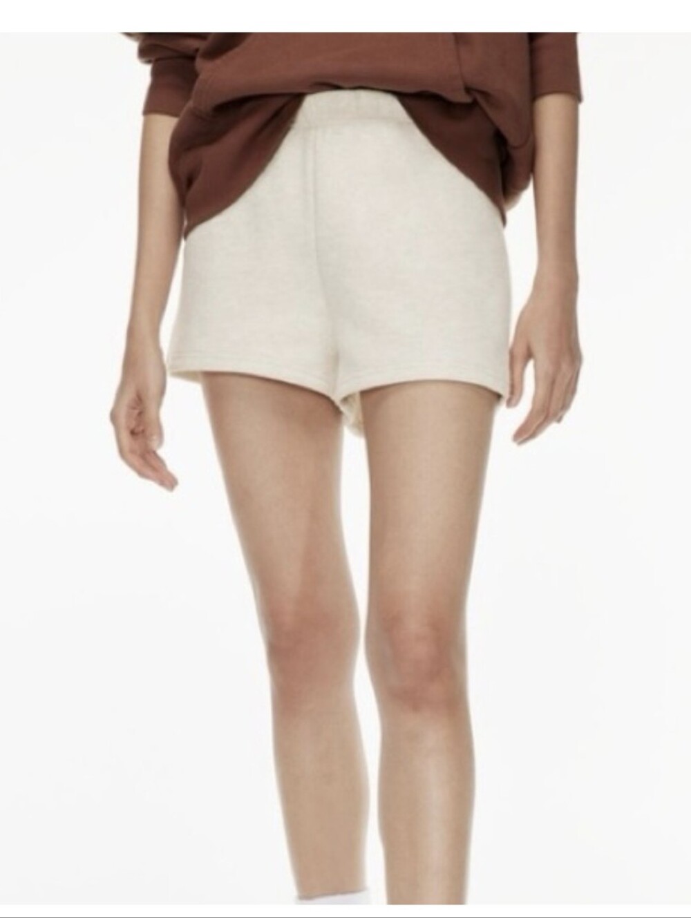 TNA Cozy High-Rise Fleece Shorts in White. Size Small.